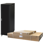 LK1942U66NFP - Rack 42 unità da assemblare, profondità 1000mm, porta in vetro, colore nero - LINK