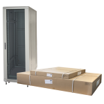 LK1942U68GFP - Rack 42 unità da assemblare, profondità 800mm, porta in vetro, colore grigio - LINK