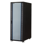 LK1942U810NV - Rack 42 unità, con guidacavi laterale, profondità 1000mm, porta in vetro, colore nero - LINK