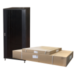 LK1942U88NFP - Rack 42 unità da assemblare, con guidacavi laterale, profondità 800mm, porta in vetro, colore nero - LINK
