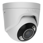 TURRETCAM HL Telecamera IP cablata Ajax con IA, 8Mp 4mm con angolo di visione di 110°, illuminazione ibrida, TrueWDR, microfono e PoE/12 V. Per uso in ambienti esterni e interni. Bianca
