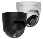 TurretCam HL Ajax Telecamera IP cablata con IA, con angolo di visione di 110°, illuminazione ibrida, TrueWDR, microfono e PoE/12 V. Per uso in ambienti esterni e interni.