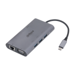TC39 - Docking station USB 3.1, 1  Type-C plug, 9 output: 3 USB 3.0, 1 HDMI ( no a 4K@30 Hz), 1 VGA, 1 RJ45 (10/100/1000 Mbps), 1 SD, 1 TF, 1 PD, case in lega di alluminio, 20 Vdc <100 W, compatibile anche con device Apple - Dahua