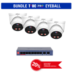 BUNDLE-TIOC-PRO-EYEBALL Dahua - Telecamere IPC-HDW3449H-AS-PV-PRO (x4) + switch PoE CS4010-8GT-110