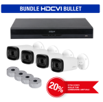 BUNDLE-HDCVI-BULLET Dahua - 4 pz HAC-HFW1200R-Z-S6 + 4 pz PFA13G + XVR5104HS-I3(1T)