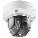 DomeCam HLVF - Telecamera IP cablata con IA risoluzione 5Mp IK10, ottica varifocale motorizzata 2.8-12mm, illuminazione ibrida, ingressi/uscite allarme e audio, TrueWDR, microfono e PoE/12 V. Per uso in ambienti esterni e interni, colore bianco - Ajax