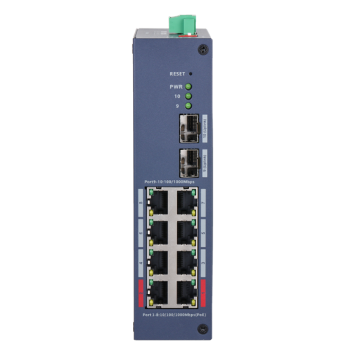 HS4210-8GT-110 Dahua - Switch 8 porte PoE 10-100-1000 Mbps / 2 porte fibra SFP, managed, potenza max. 110W, 90W sulle porte nr. 1 e 2, funzionalità WatchDog, supporta funzionalità Long Distance