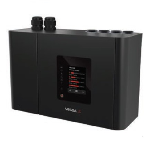 VES-A00-P Notifier Rivelatore VESDA-E 4 tubi Monozona con identificazione del tubo in allarme, Classe A,B,C - con scheda VESDAnet Fori: 40 Cl. A, 80 Cl. B e 100 Cl. C-560mt tubo totale - verificare con Aspire 12 relè di uscita - Visualiz. a LED - rete LAN