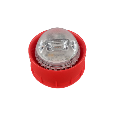 WWA-RC-I02 Notifier Sirena con lampeggiante con corpo rosso e led bianco indirizzata da loop a mezzo di selettori rotativi con isolatore integrato. Potenza acustica massima di 97 dB a 1 metro con 32 diverse tonalità. Certificata EN54-3, EN54-17 e EN54-23 