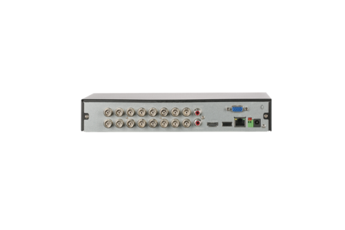 XVR5116HS-I3/T Dahua XVR AI WizSense 16 canali HDCVI/CVBS/TVI/AHD a 5 MP o 24 canali IP a 6 MP 2 uscite video 1/16 ingressi RCA/BNC e 1 uscita RCA audio bidirezionale, predisposto per montaggio di 1 disco SATA 1 porta RJ-45  