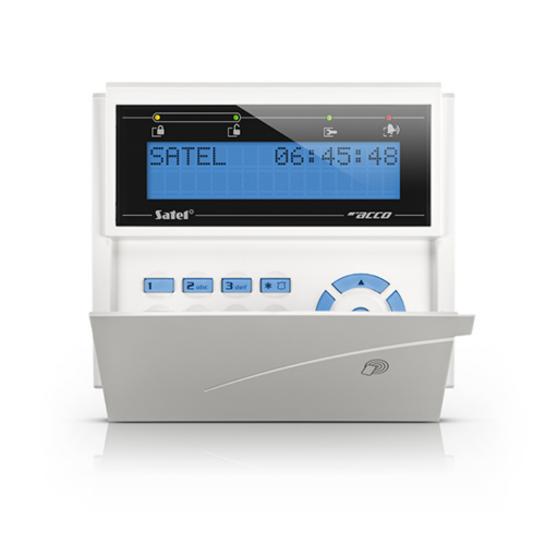 ACCO-KLCDR-W - Satel - Tastiera LCD con lettore di prossimità e sportello (retroilluminazione e cover bianca)