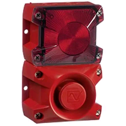 PA-X-1-05 Notifier Segnalatore acustico e luce flash combinati. 24 DC. IP 66. Volume regolabile interno. Calotta antiurto colore rosso RAL3000 Lente Rossa. Temperatura -40 + 55C°.EN 54.3 ed EN 54.23