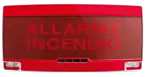 FRONT-PAN1-PL-R Notifier Cornice per PAN1-PLUS-EL Rosso LUCIDO completa di FILM Rosso e scritta rossa. Scritta di serie: "ALLARME INCENDIO".