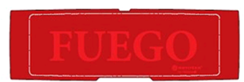 P-PAN1-P-FUE-R Notifier Pellicola in Policarbonato con la scritta "FUEGO" per  PAN1-PLUS- fondo Rosso scritta Rossa.