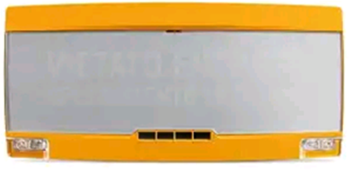PAN1-PLUS-Y Notifier Pannello convenzionale completo EN 54.3/23 GIALLO OPACO per spegnimento con due film di serie con fondo Grigio con scritte bianche: "EVACUARE IL LOCALE" e "VIETATO ENTRARE / SPEGNIMENTO IN CORSO".