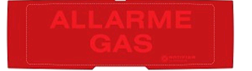 P-PAN1-P-AG-R Notifier Pellicola in policarbonato con la scritta " ALLARME GAS " per  PAN1-PLUS- fondo Rosso scritta Rossa.