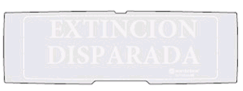 P-PAN1-P-EXD-G Notifier Pellicola in Policarbonato con la scritta "EXTINCION DISPARADA" per  PAN1-PLUS- fondo Grigio scritta Bianca.