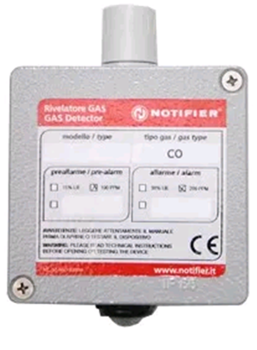 G703H-SS Notifier Rivelatore indirizzabile per monossido di carbonio. Adatto ad installazione nei parcheggi sotterranei. Compatibile direttamente con centrale indirizzabile AM-8200G. Il rivelatore è dotato di una testina a cella elettrochimica che misura 