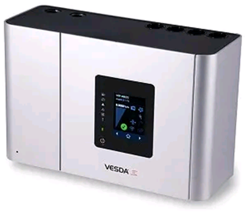 VEU-A10 Notifier Rivelatore VESDA-E 4 tubi Monozona Classe A,B,C - con scheda VESDAnet Fori: 80 Cl. A, 80 Cl. B e 100 Cl. C 800mt tubo totale - verificare con Aspire 7 relè di uscita - Visualiz. Display touch 3,5" - rete LAN - Ingresso di ripristino. Cont