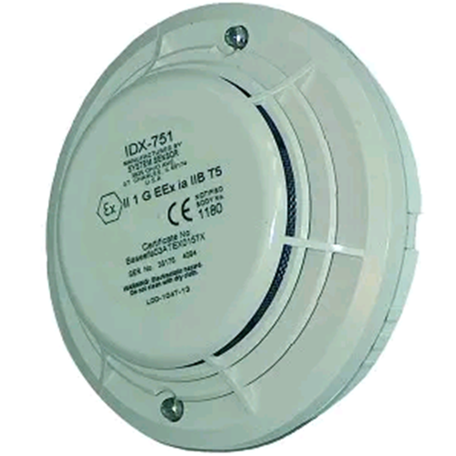 IDX-751-AE Notifier Il rivelatore ottico analogico indirizzato a sicurezza intrinseca è costituito da una camera ottica sensibile alla diffusione della luce. Adatto per tutte le aree classificate soggette a rischio d'esplosione.