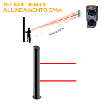 MANA IR SMA 10100 2R - Colonna terminale con range da 1 a 100 metri (gestibile anche in RS485) composta da 2 raggi RX doppia ottica, H 100 cm, alimentatore 230V incluso - Politec