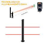 MANA IR SMA 10100 2X - Colonna centrale con range da 1 a 100 metri (gestibile anche in RS485) composta da 4 raggi (2TX+2RX) doppia ottica, H 100 cm, alimentatore 230V incluso - Politec
