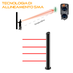 MANA IR SMA 25100 4T - Colonna terminale con range da 1 a 100 metri (gestibile anche in RS485) composta da 4 raggi TX doppia ottica, H 250 cm, alimentatore 230V incluso - Politec