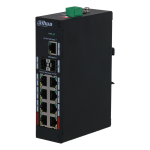 PFS3211-8GT-120-V2 - Switch barra DIN 8 porta PoE+ 10-100-1000 Mbps / 1 porta 10-100-1000 Mbps di rilancio / 2 porte fibra SFP, unmanaged, potenza max. 120W, 90W sulle porte nr. 1 e 2, funzionalità WatchDog, supporta funzionalità Long Distance - Dahua