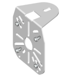 AM2901FZ Unistab - STAFFA ORIENTABILE CON PARTE FRONTALE PREFORATA 125X140X2 MM PER SUPPORTO TESTA PALO ROTONDO/QUADRO - ZINCATO