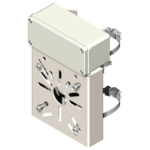 CB3412FB Unistab - SUPPORTO TELECAMERA PER PALI diam. 50 / 90 MM CON PARTE FRONTALE PREFORATA 130X140X2 MM - BOX IP65 IN PVC 130X55X60 MM - FASCETTE INOX - BIANCO