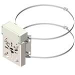 CB3612FB Unistab - SUPPORTO TELECAMERA PER PALI diam. 80 / 300 MM CON PARTE FRONTALE PREFORATA 130X140X2 MM - BOX IP65 IN PVC 130X55X60 MM - FASCETTE INOX - BIANCO