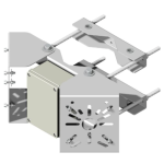 CB4366FB Unistab - SUPPORTO A GANASCE MULTI TELECAMERA PER PALI diam. 60 / 145 MM CON 2 STAFFE ORIENTABILI, PARTE FRONTALE PREFORATA 125X145X2 MM - BOX IP65 IN PVC - BIANCO