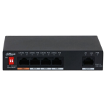 PFS3005-4ET-60-V2 - Switch 4 porte PoE+ 10-100 Mbps / 1 porta 10-100 Mbps di rilancio, unmanaged, potenza max. 60W, Hi-PoE sulla porta nr. 1, funzione Long Distance (250mt) supportata, funzione Watchdog supportata - Dahua