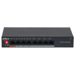 PFS3008-8ET-60-V2 - Switch 4 porte PoE+ 10-100 Mbps / 4 porte 10-100 Mbps di rilancio, unmanaged, potenza max. 60W, Hi-PoE sulla porta nr. 1, funzione Long Distance (250mt) supportata, funzione Watchdog supportata - Dahua