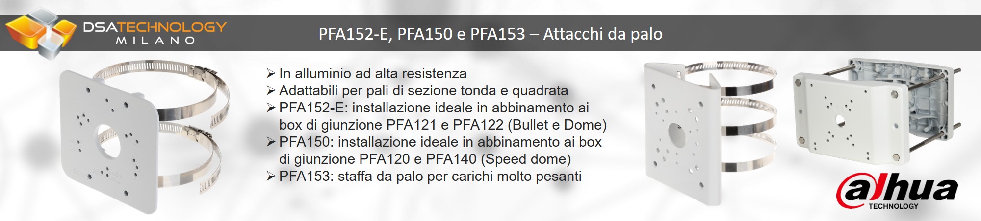 Staffe per il montaggio a palo di telecamere 