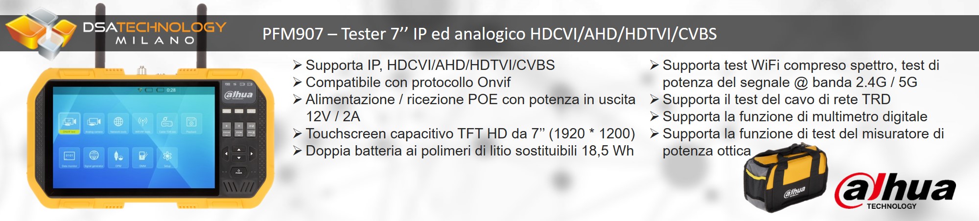 Tester per impianti di telecamere ip e analogiche