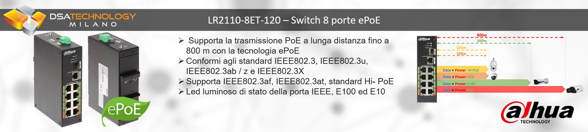 Illustrazione del prodotto Switch a 8 porte ePoE