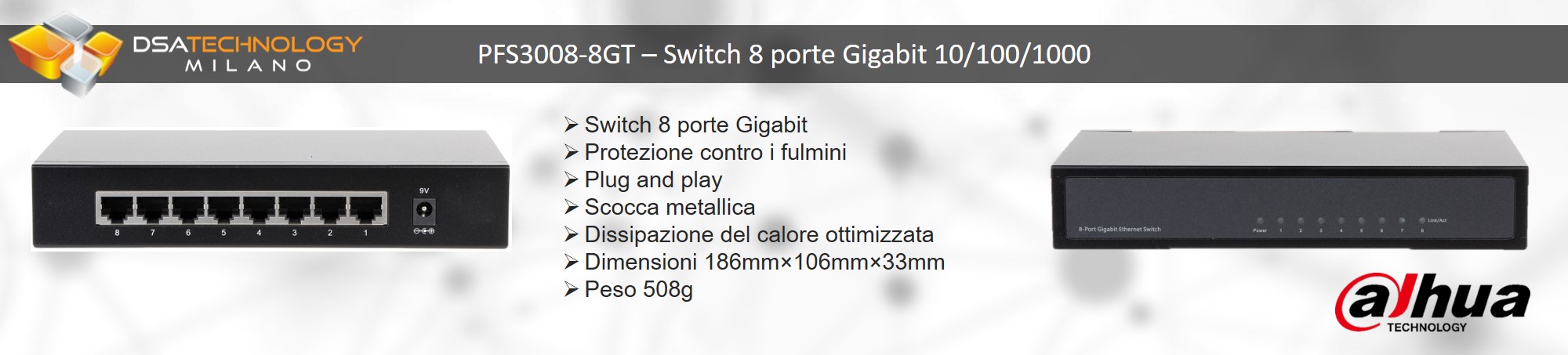 Dispositivo di switch per sistemi informatici da 10/100/1000 gigabit