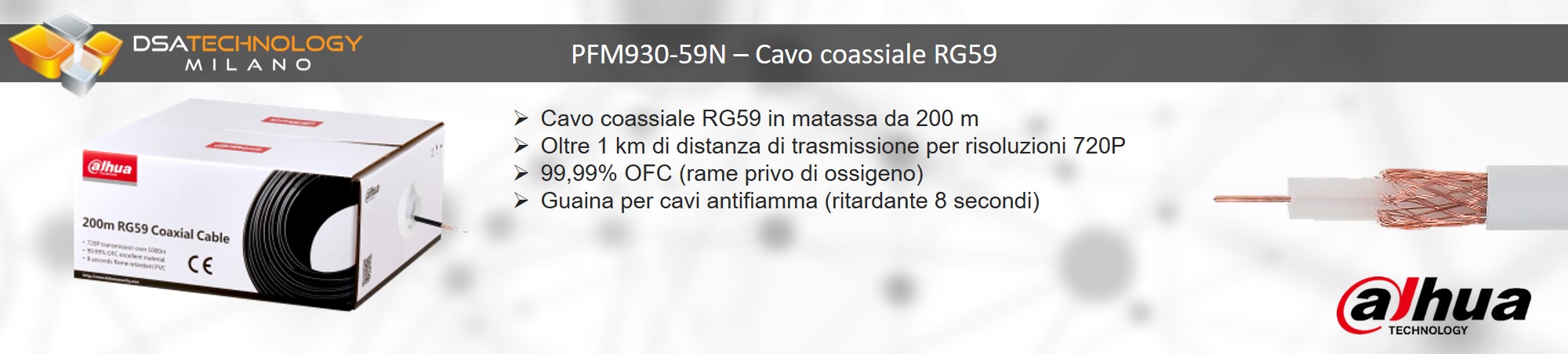 Caratteristiche del cavo coassiale per la connessione di telecamere analogiche
