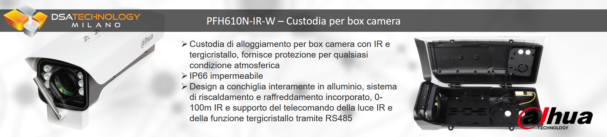 Box per l'alloggiamento di camere IR con tergicristallo incorporato 