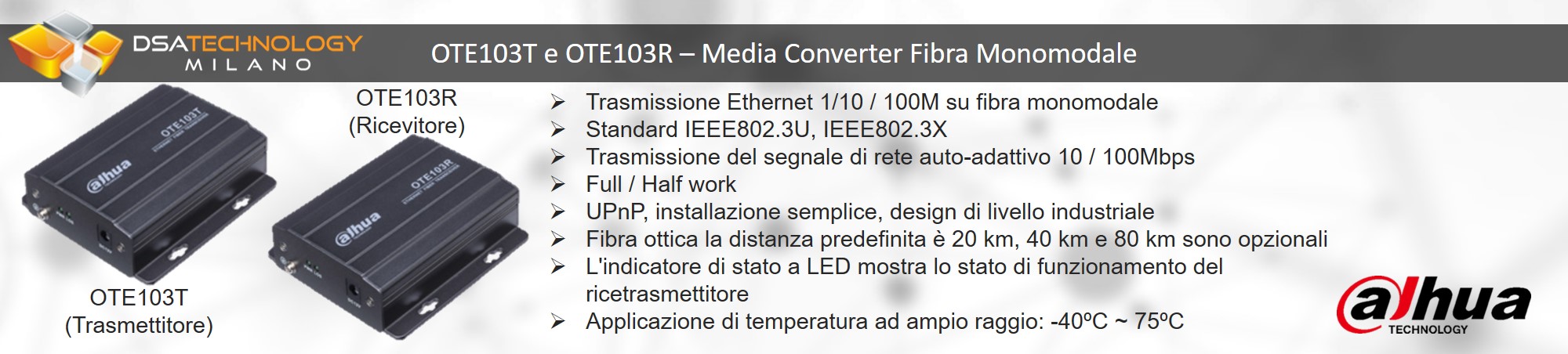 Dispositivo converter per fibra monomodale