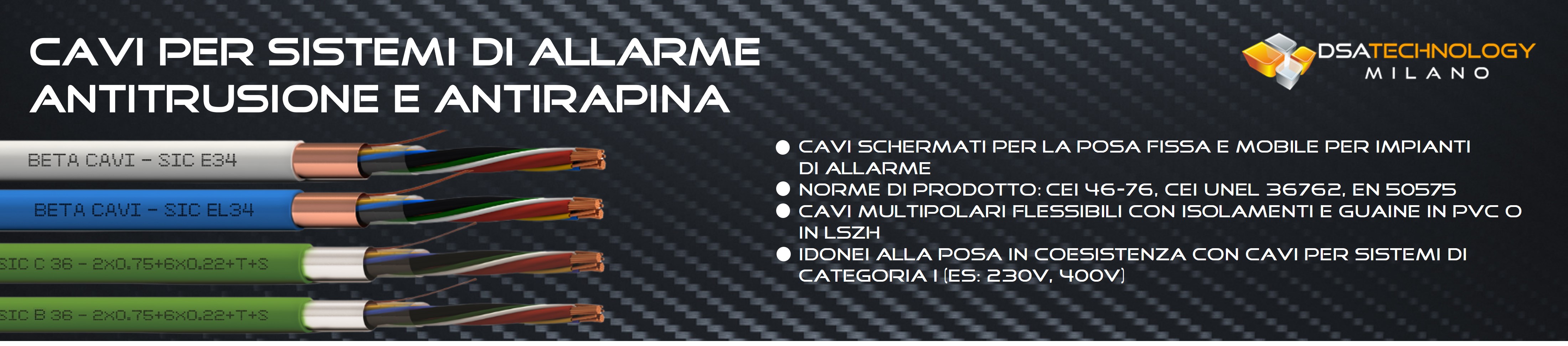 Cavi per sistemi di allarme antitrusione e antirapina